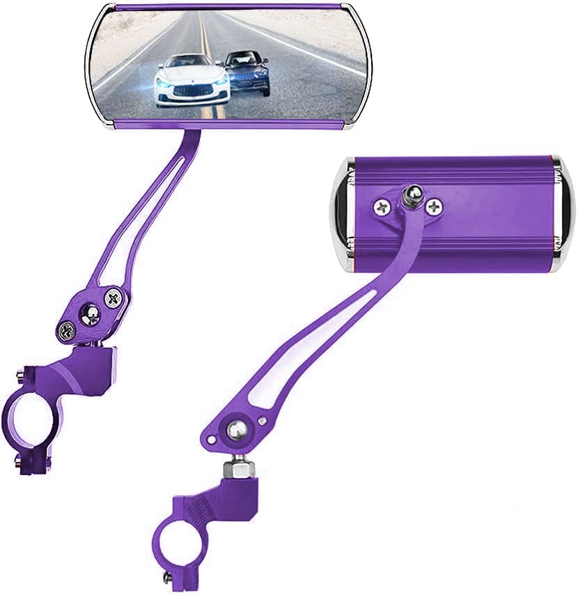 Bike Mirrors Handlebar Rearview Mirror - 2 Pack Adjustable Bicycle Mirrors for Electric, Mountain & Fixed Gear Bikes (Purple) - Perfect for Commuting, Road Safety & Urban Cycling