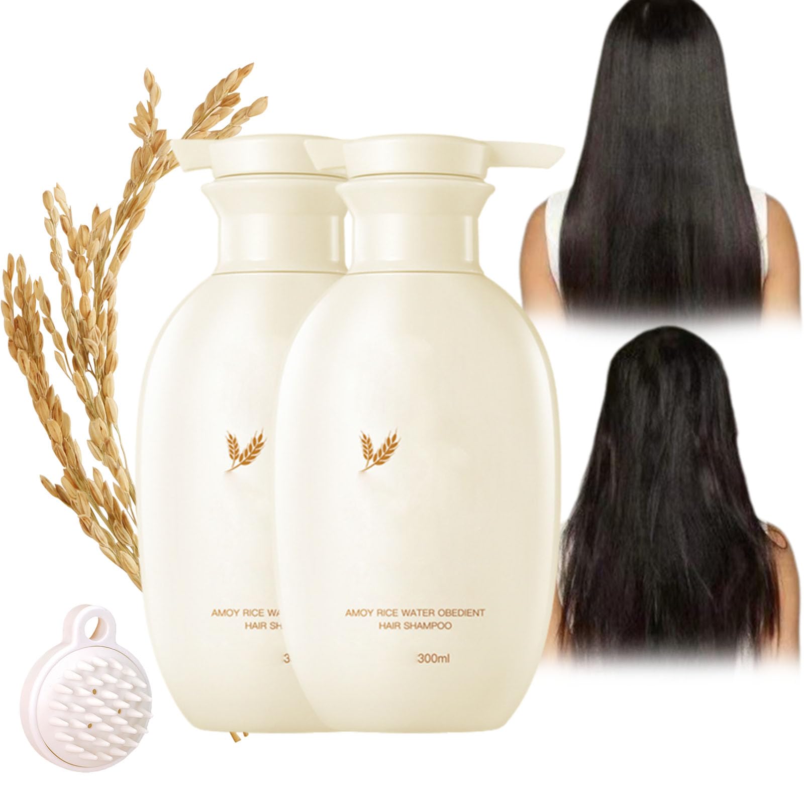 Rice Water Shampoo for Soft & Smooth Hair - Nourishing Hair Care with Rice Water Extract (2 Pack) - Perfect for Dry, Damaged Hair & Daily Hydration