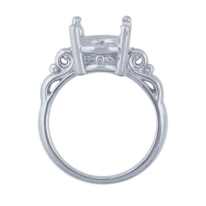 Premium Sterling Silver 8x6mm to 14x10mm Oval Scroll Ring Mounting with Faceted Design - 4 Prong Pre-Notched Offset Blank Ring (Sizes 5-8) | Perfect for Engagement Rings, Wedding Bands & Jewelry Making
