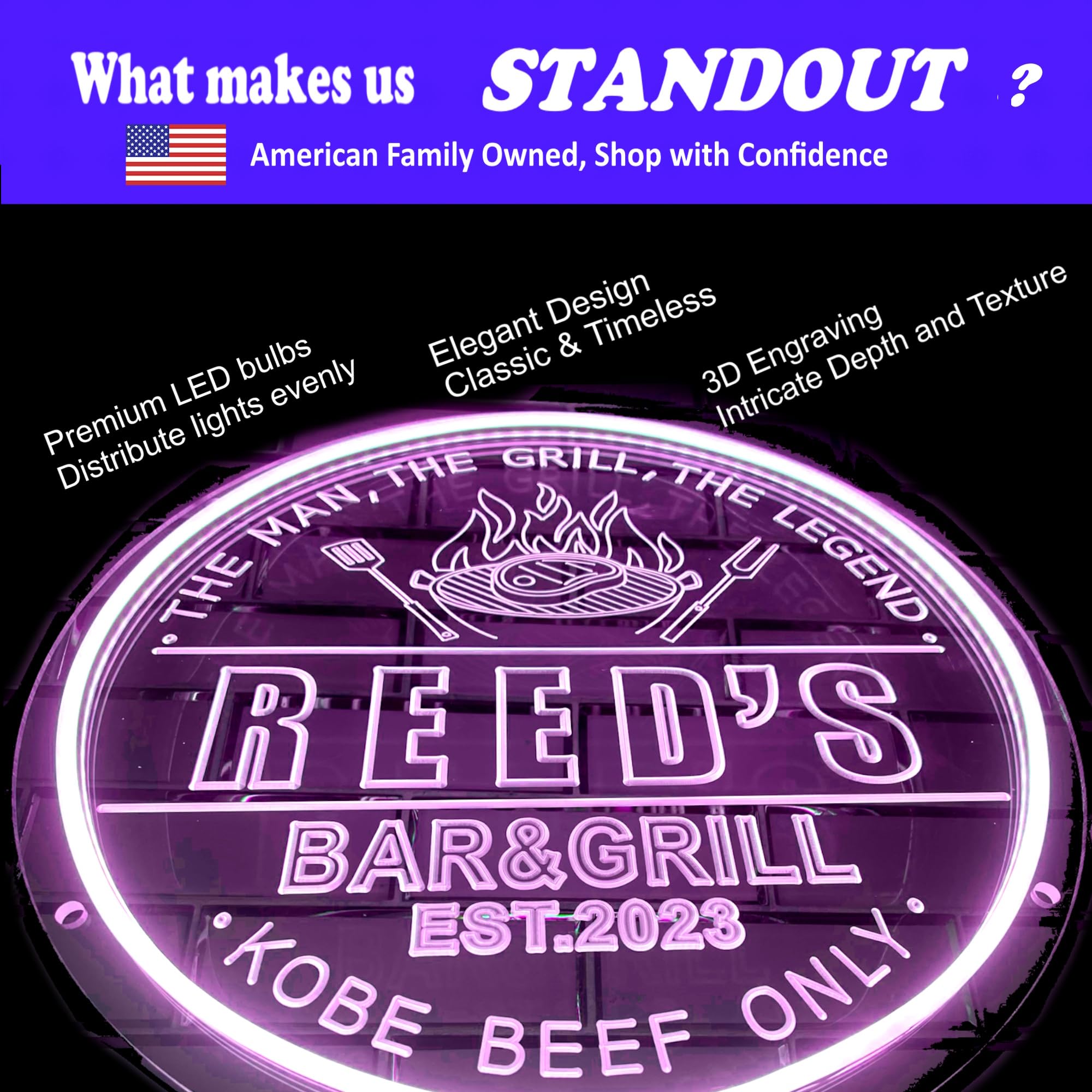Custom LED Neon Bar Signs - Personalized Man Cave Gift for Basement & Wet Bar Wall Decor - Home Party Neon Light Up Signs for Men, Husband, Dad (Fishing Theme) - Perfect for Game Rooms, Bars & Birthday Gifts