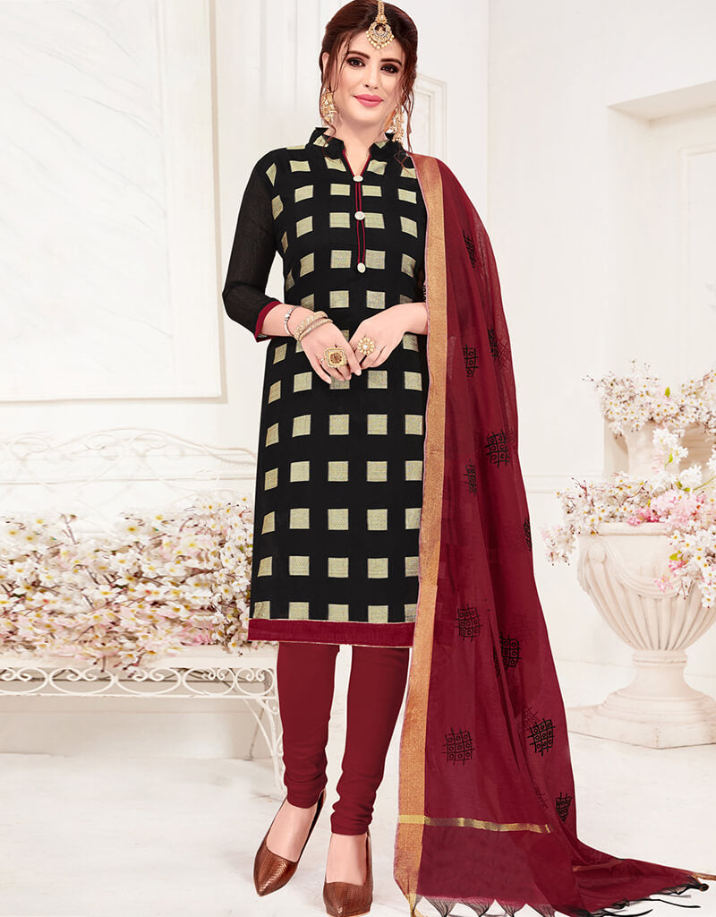 Stylish Black Cotton Chudidar Salwar Suits for Women | Comfortable Traditional Indian Outfit | Perfect for Festivals, Weddings & Special Occasions