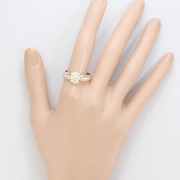 18K Yellow Gold and White Gold Diamond Ring for Women - Elegant Wedding, Engagement, Anniversary Jewelry Gift