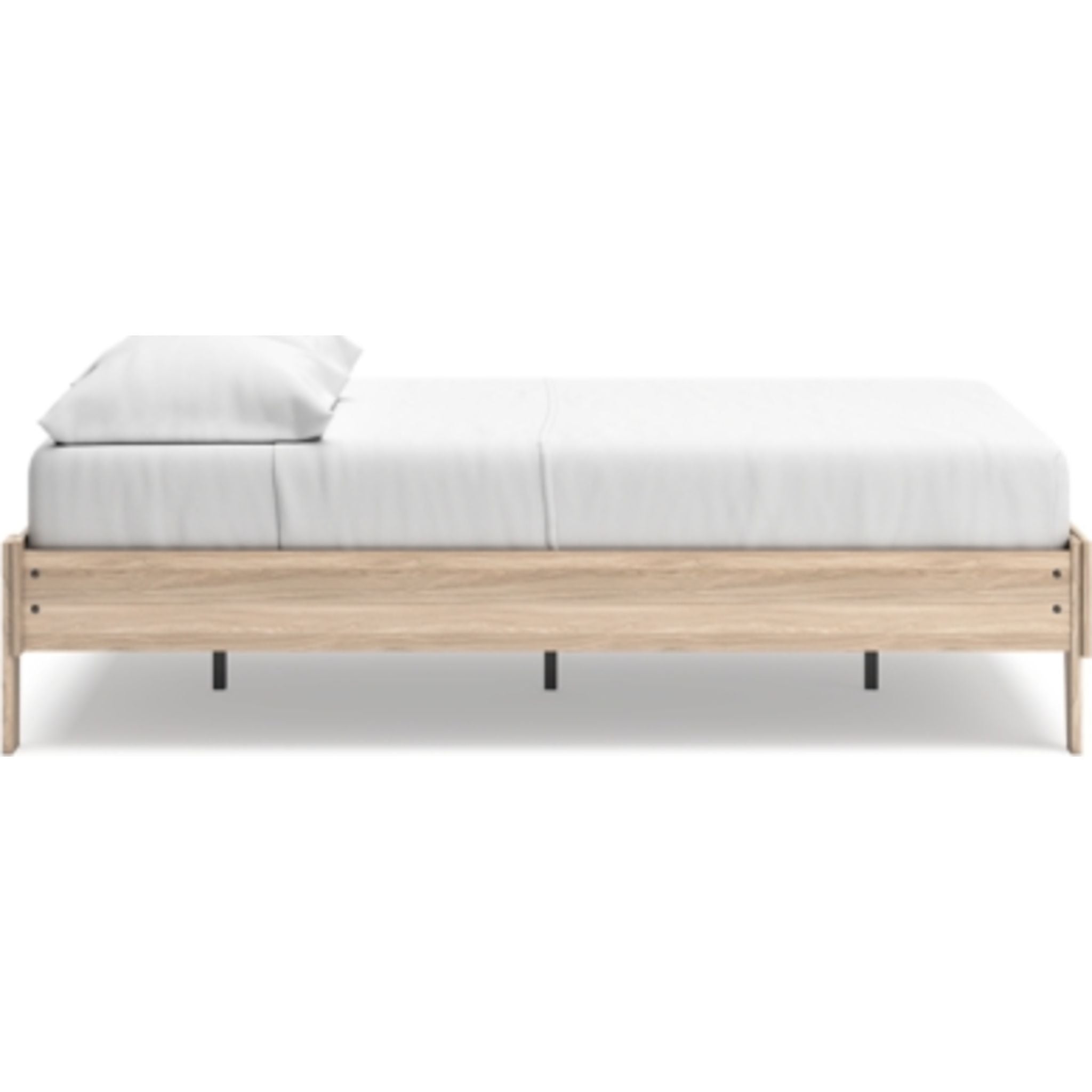 Battelle Full Platform Bed Frame in Tan - Modern Minimalist Wooden Bed with Sturdy Support - Perfect for Bedroom, Guest Room, and Small Space Living