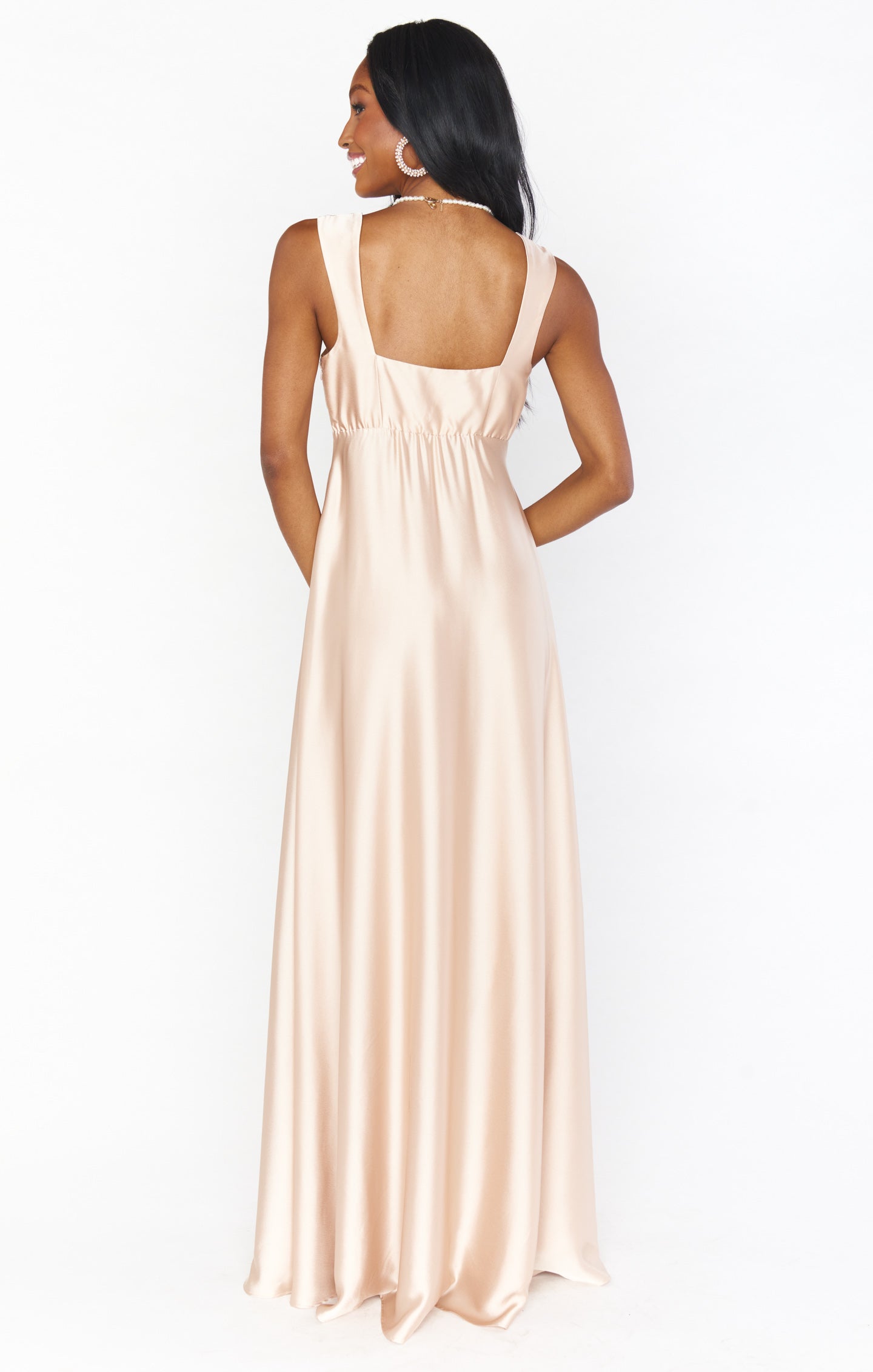 Madi Gown - Champagne Luxe Satin Formal Dress for Evening Gala, Wedding Guest, Prom & Special Occasions