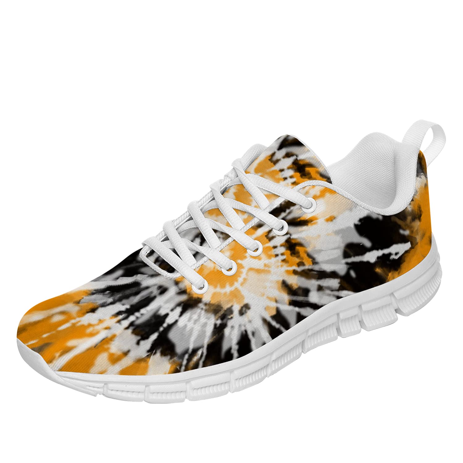 Unisex Yellow Tie-Dye Sneakers - Lightweight Breathable Tennis Shoes for Men & Women - Size 10.5 (Men) & 12 (Women) - Perfect for Running, Walking, Gym & Casual Wear