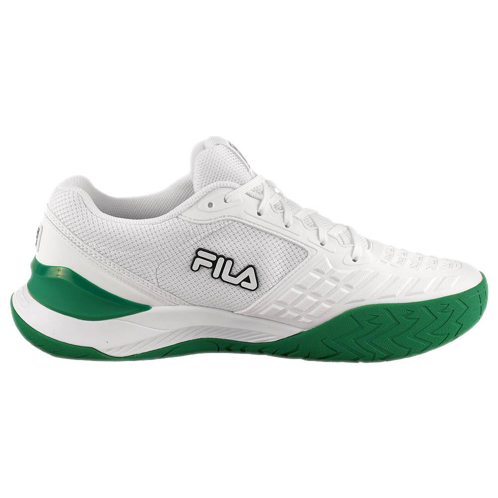 Fila Men's Axilus 3 Tennis Shoes - White/Courtway Green - Lightweight & Durable for Court Sports & Casual Wear