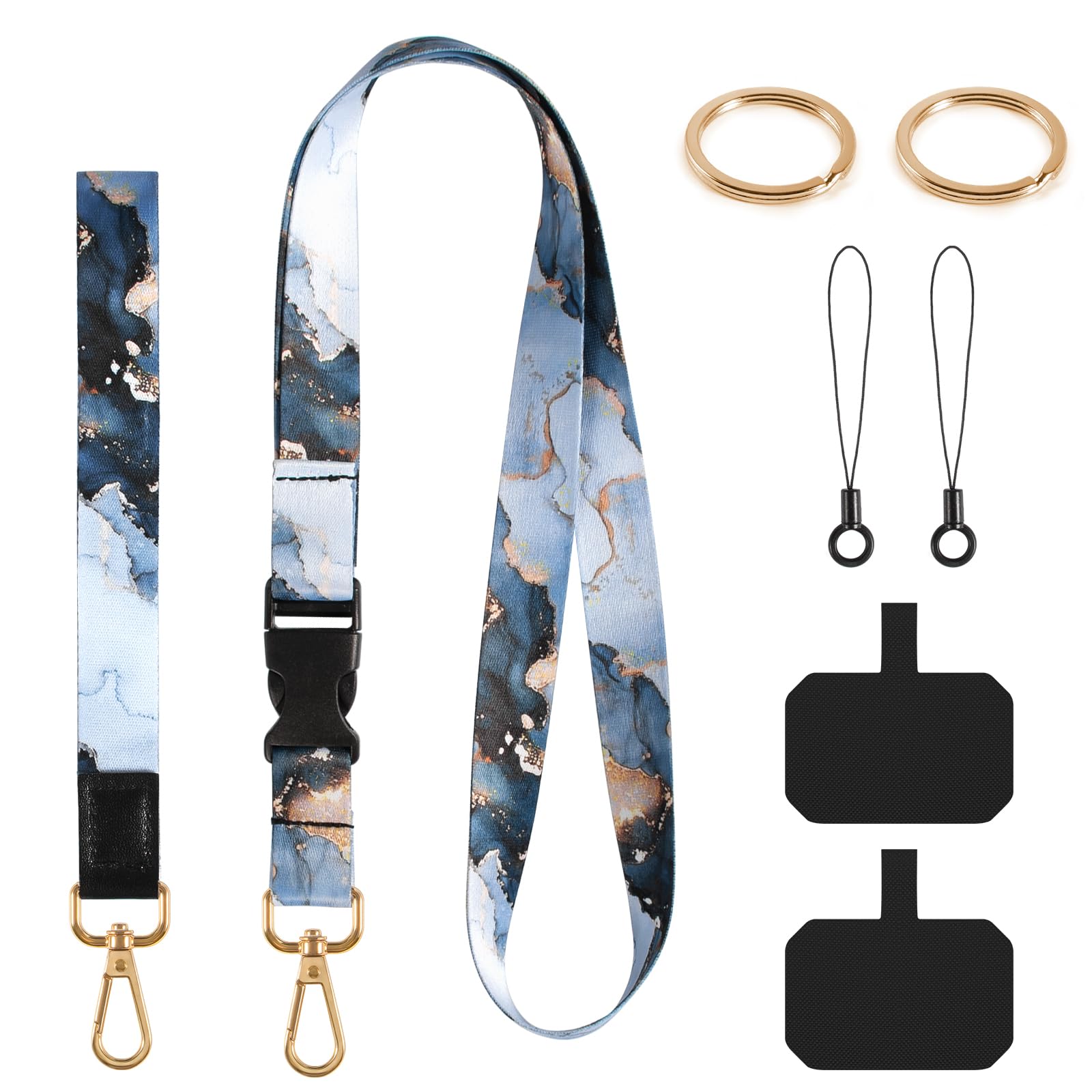 Durable Phone Lanyard Set (8-Piece) with Metal Clasp - for ID Badge, Keys & Wallet - Office & Travel Use