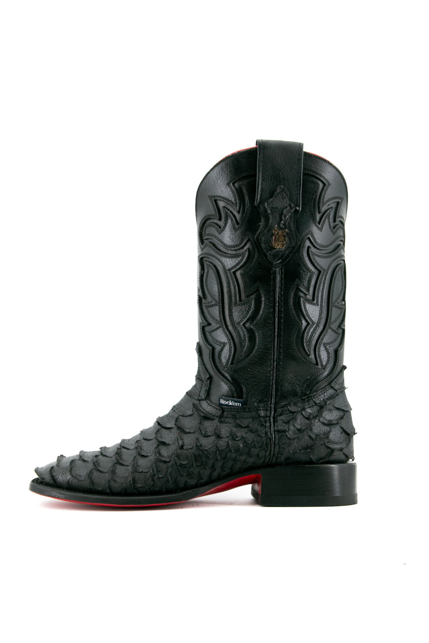 Viper Matte Black & Red Bottom Square Toe Cowboy Boots for Men - Western Style Riding Boots for Country Music Festivals & Rodeo Events