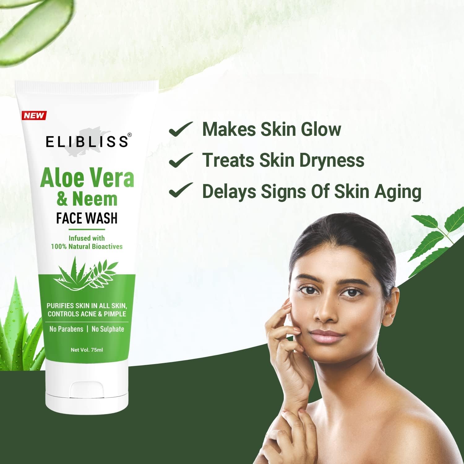 Aloe Vera & Neem Refreshing Gel Face Wash for Glowing Skin - Gentle Daily Exfoliating Facial Cleanser (2-Pack) | Perfect for Morning & Night Skincare Routine