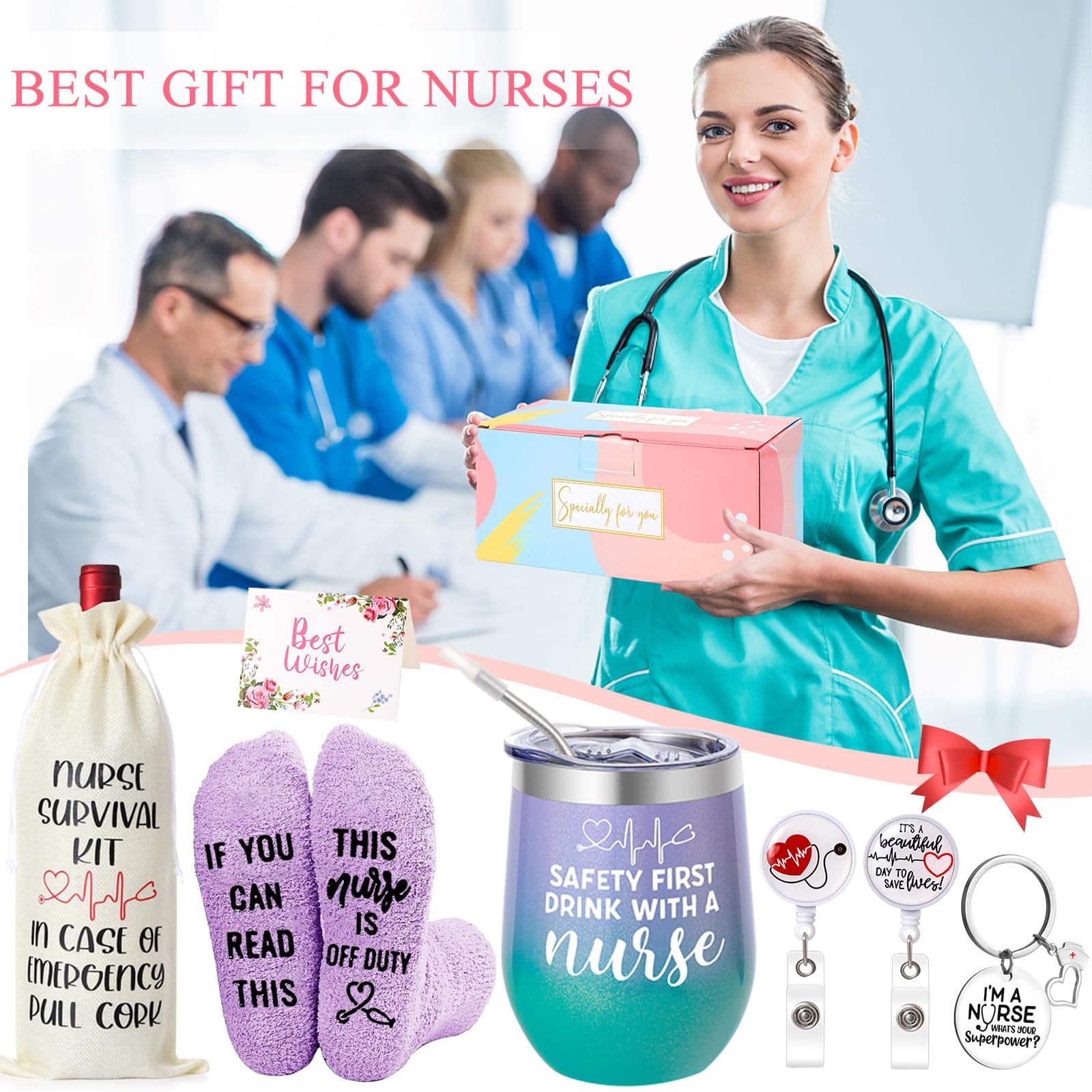 12 oz Nurse Tumbler Set - Perfect Gifts for Women Nurses, Nurse Appreciation Week, Graduation, Birthday & Christmas - Ideal for New Nurses, LPN/RN & Nurse Practitioners - Great for Work, School & Daily Hydration