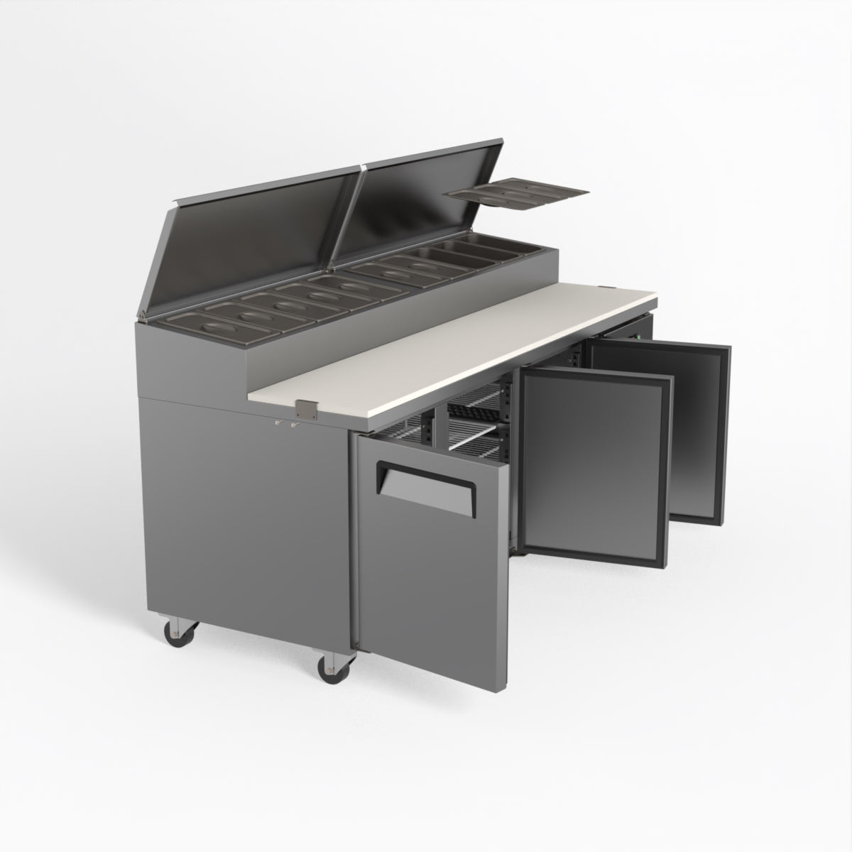 AG 3 Door Commercial Saladette Refrigerator - Holds 10 x 1/3 GN Trays - Perfect for Restaurants, Delis & Catering Businesses
