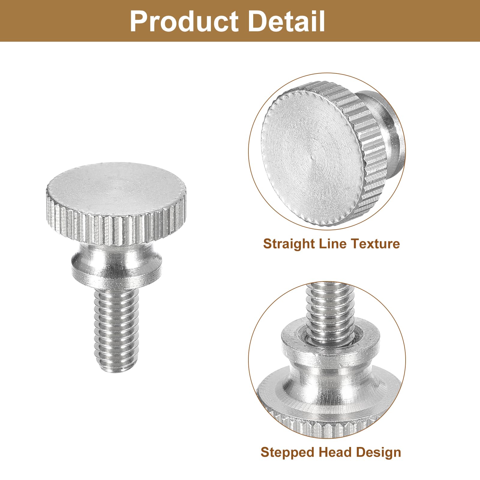 304 Stainless Steel M4x8mm Knurled Thumb Screws 5pcs - for DIY & Electronics