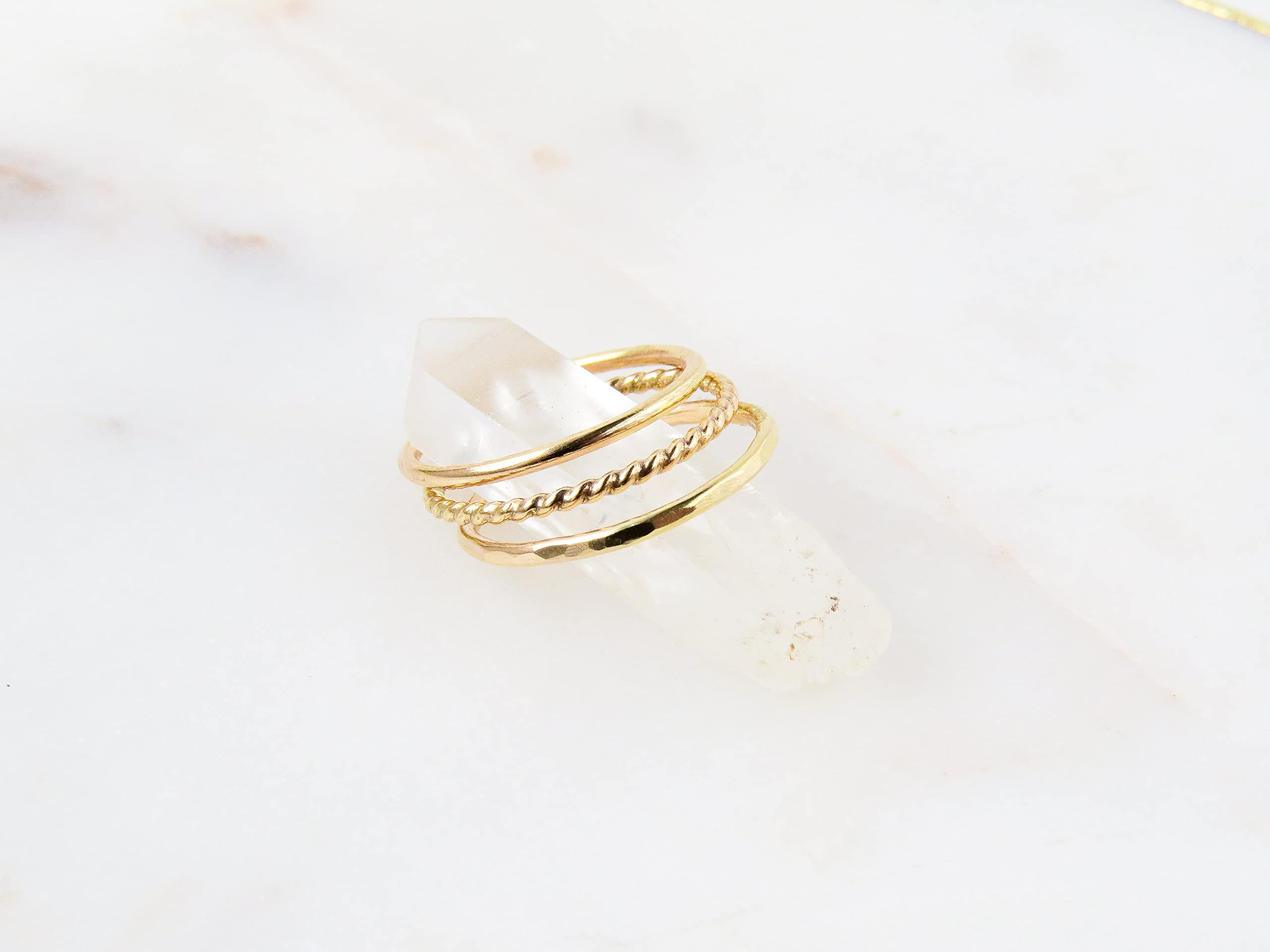 Elegant Gold Stack Rings for Women - Thin Stackable Rings Set, 14K Gold Filled Smooth Bands - Perfect for Layering, Everyday Wear & Special Occasions