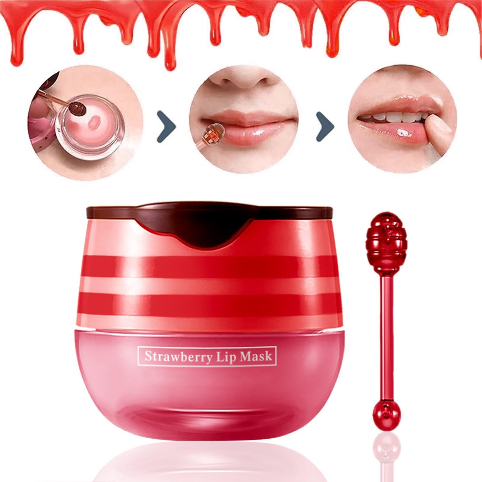 **Strawberry Lip Balm for Dry Lips - Hydrating & Moisturizing Lip Care with Exfoliator - Natural Lip Balm Pot Lightens Lip Lines - Perfect Gift for Tender Lips (Ideal for Winter, Travel & Daily Lip Care)**