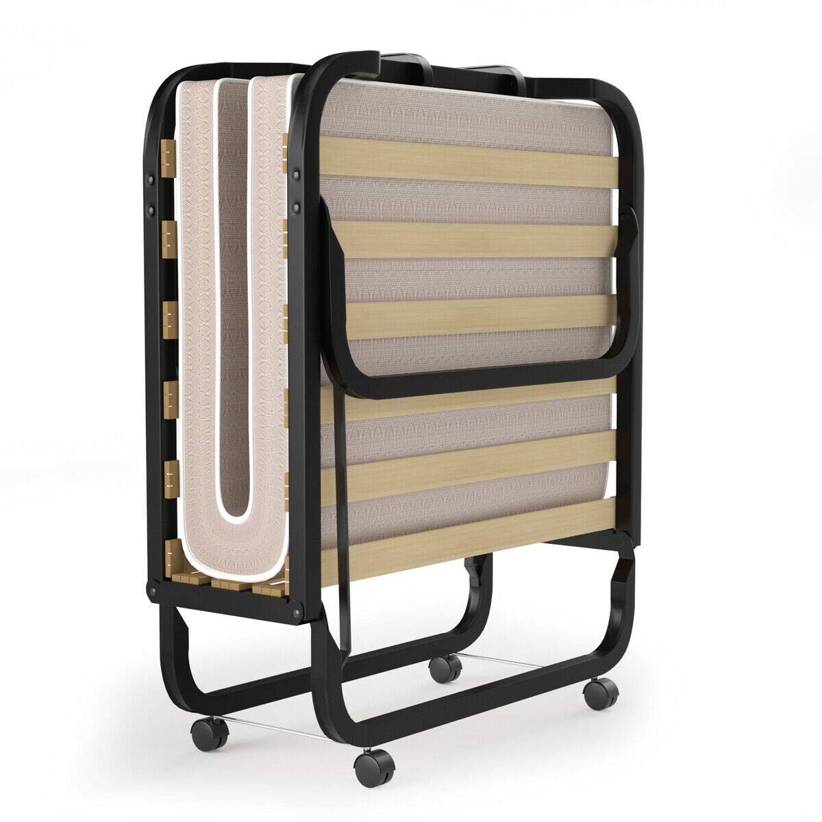 Foldable Twin Size Bed Frame with Mattress - Portable Guest Bed for Adults & Kids - Perfect for Spare Rooms, Sleepovers & Small Spaces - Easy to Move & Store