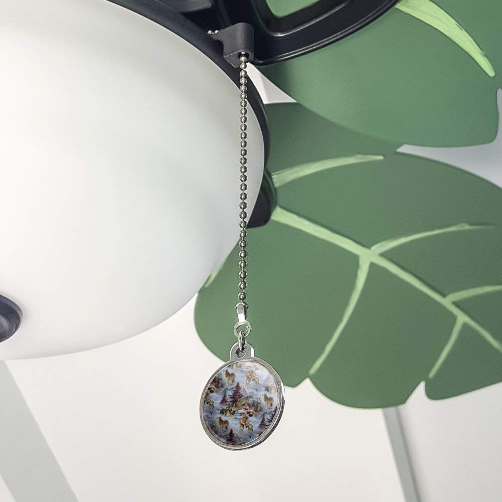 Wolf Pack Baby Wolves Snow Mountains Pattern Ceiling Fan Pull Chain - Decorative Ceiling Fan Light Pull Chain for Nursery, Cabin & Outdoor Decor