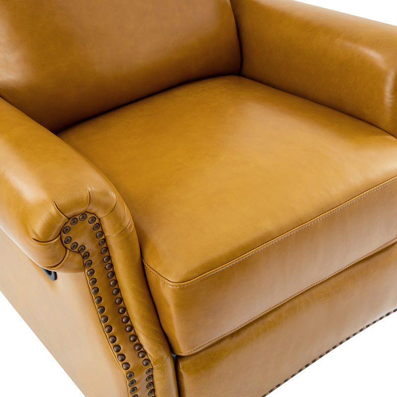 Martina Genuine Leather Manual Swivel Glider Recliner Chair - Comfortable Living Room Seating for Relaxing, Reading & Nursing