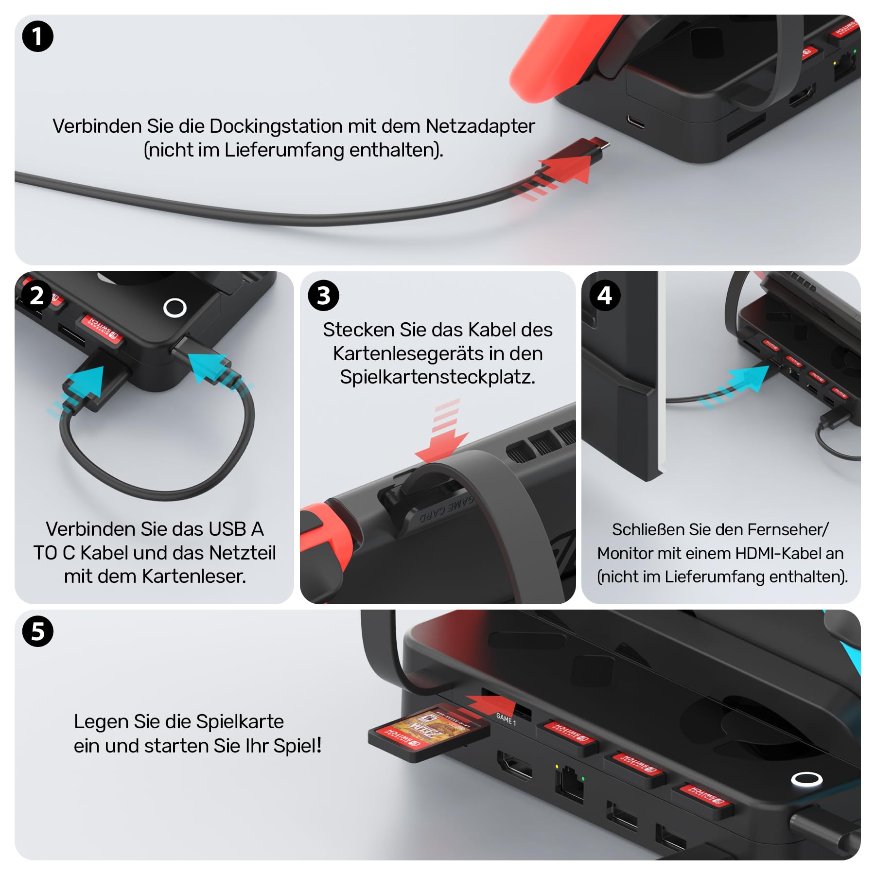 Alxum Switch Docking Station with Game Switcher for Nintendo Switch/OLED - 4K HDMI, 1000Mbps Ethernet, 100W USB-C Charging Port - Replacement for Official Nintendo Switch Dock - Perfect for Gaming at Home or Travel