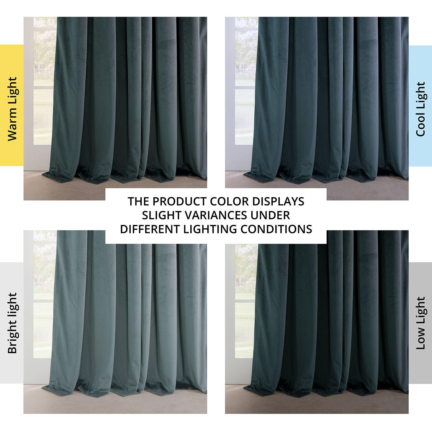 Premium London Blue French Pleat Heritage Plush Velvet Blackout Curtains - Thermal Insulated Room Darkening Drapes for Bedroom, Living Room & Home Theater