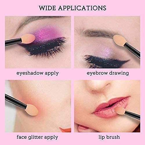 HIKIN SUPERMARKET™ 12-Pack Disposable Double Sided Oval Eyeshadow Brush Sponge Applicators - Soft Eye Makeup Tools for Professional & Home Use - Perfect for Eyeshadow Blending, Smokey Eye Looks & Makeup Practice