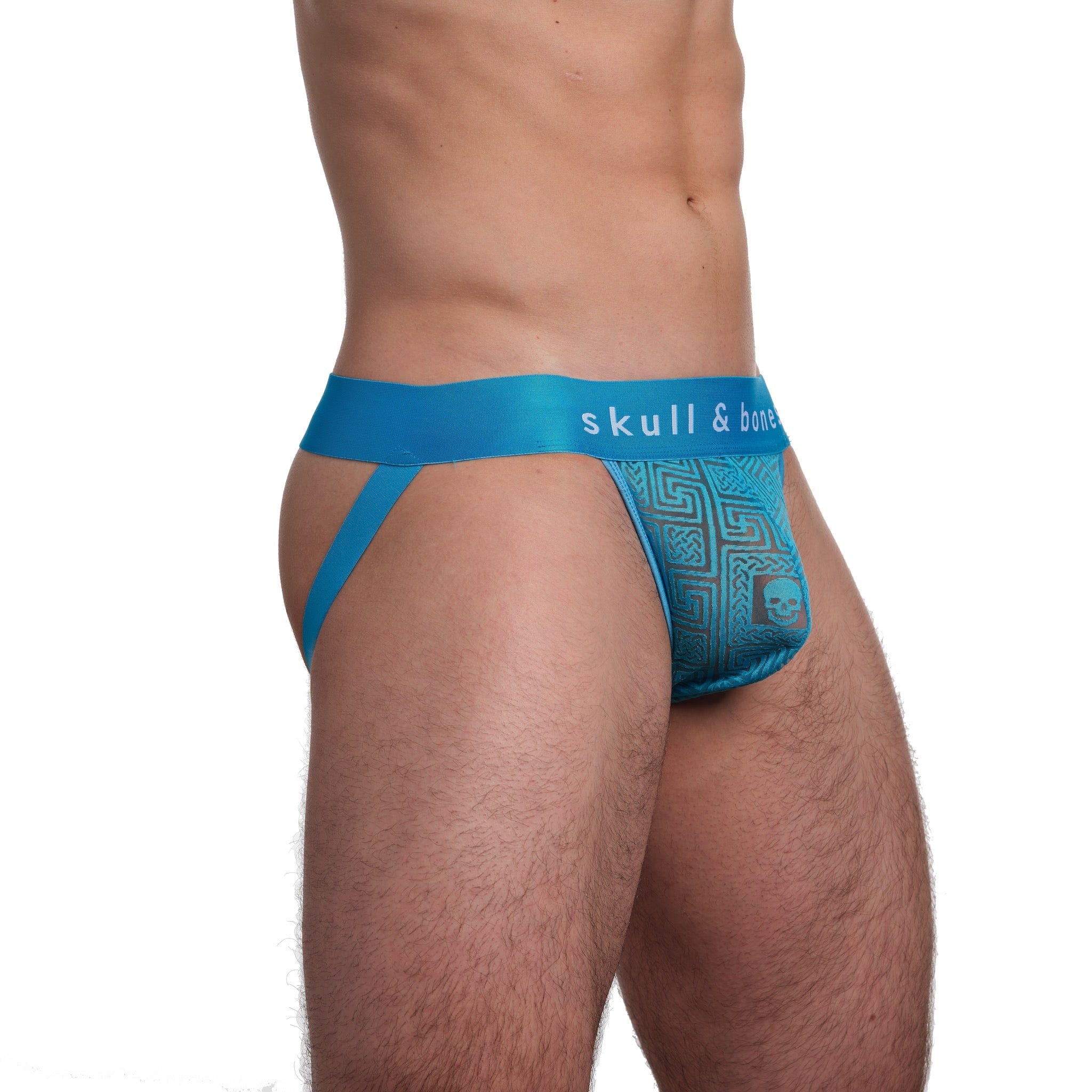 Roman Tile Burnout Jockstrap Neon Blue - Breathable Men's Underwear for Sports & Workout - Perfect for Gym, Running, Cycling & Active Lifestyle