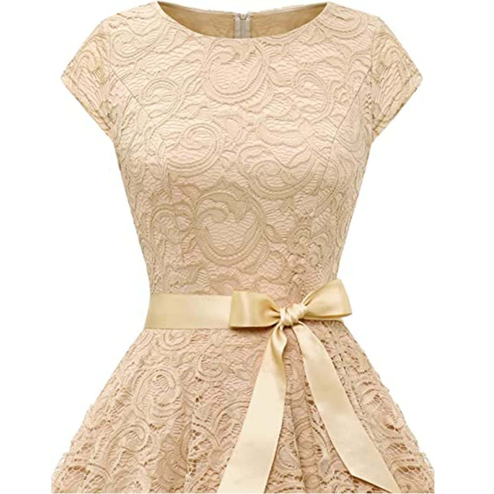 Elegant Women's Sleeveless Lace Wedding Guest Dress - Tea Length Bridesmaid Formal Gown for Weddings, Parties & Special Occasions