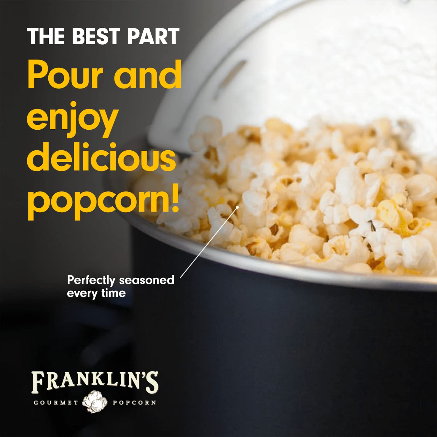 Franklin's Gourmet Popcorn Kit - Stovepop Popcorn Maker with 28oz Classic Kernels, 19oz Butter Salt & 30oz Coconut Oil - Perfect for Movie Nights, Parties & Family Snacking
