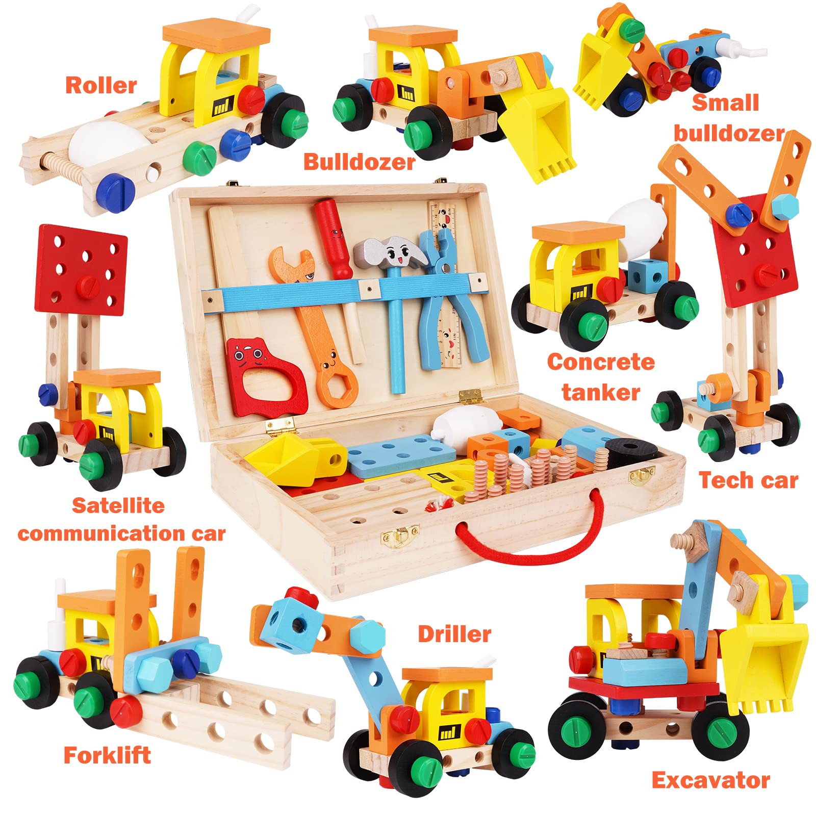 **Wooden Kids Tool Set - 47-Piece Educational DIY Construction STEM Toy with Tool Box for Toddlers Boys & Girls Ages 3-5+ | Perfect for Preschool Learning, Role Play & Gift Giving**