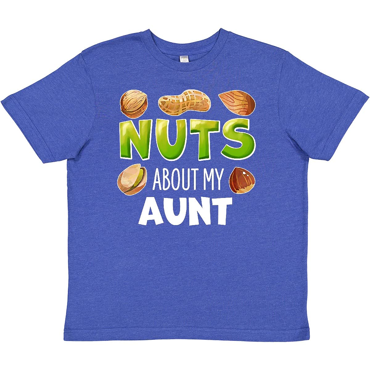 Inktastic Nuts About My Aunt Peanut Almond Pistachio Youth T-Shirt - Funny Family Gift for Nieces & Aunts - Perfect for Birthdays, Family Reunions & Casual Wear
