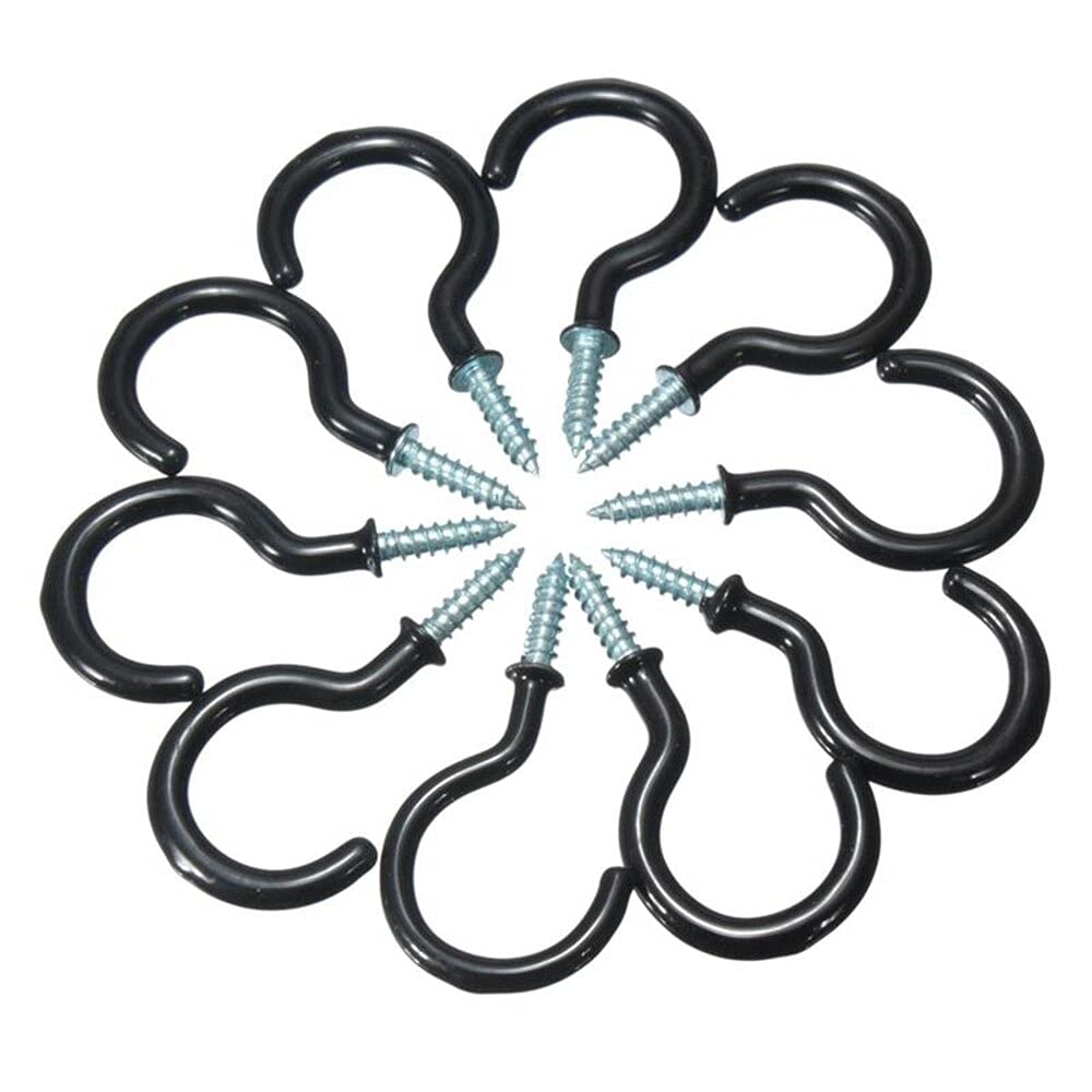 10-Pack White Heavy Duty Screw-in Ceiling Hooks for Mugs - 2 Inch Shouldered Hanger Cup Hooks - Ideal for Kitchen, Pantry, or Garage Organization