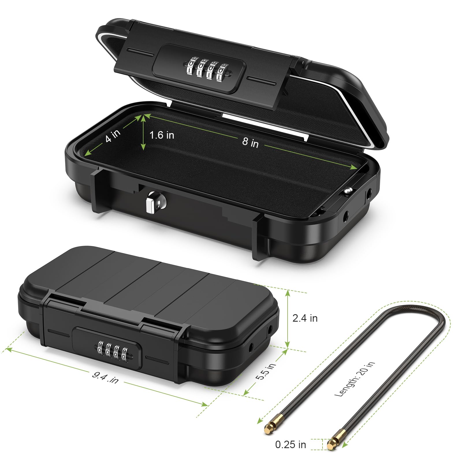 KeeKit Portable Safe Box with Combination Lock - Waterproof Key Storage for Home, Car, Travel & Outdoor | Secure Personal Belongings at Beach, Camping & Daily Use