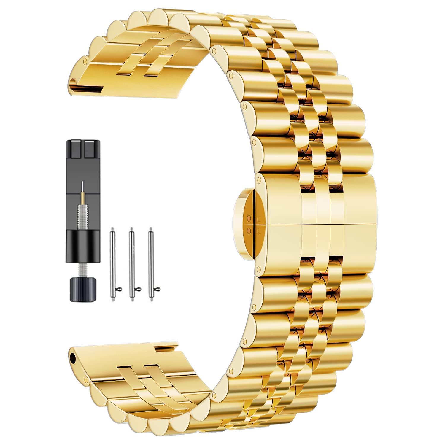 Premium 20mm/40mm/44mm Stainless Steel Galaxy Watch Band - Compatible with Samsung Galaxy Watch 6 Classic, Watch 5 Pro, Watch 4 Classic, Watch Active 2 & Gear S2 - Durable Metal Wrist Strap for Workouts, Business & Everyday Wear