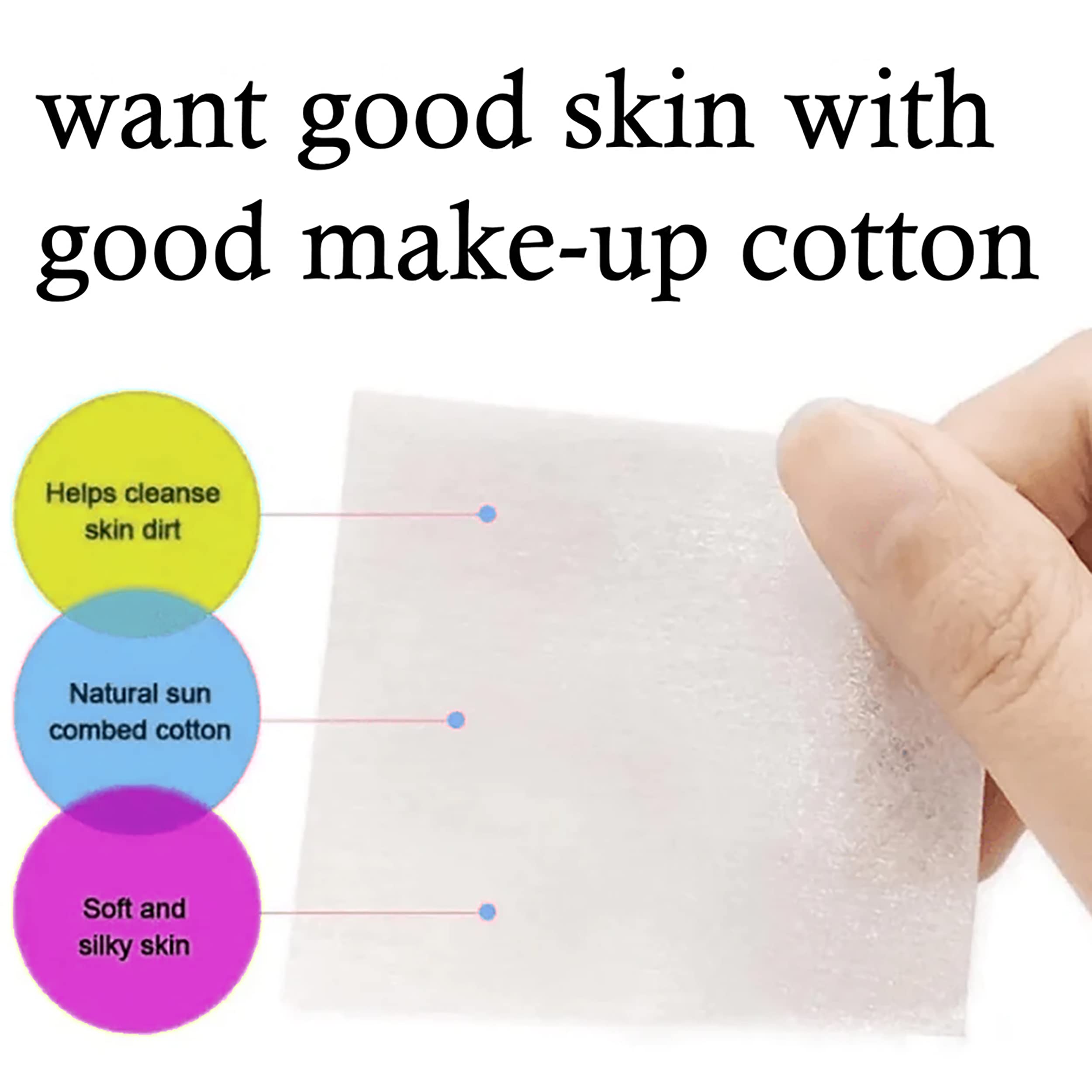 MAPPERZ 80-Pack Natural Square Cotton Pads | Double-Sided Water-Saving Soft Makeup Remover Pads | Gentle Facial & Eye Makeup Removal | Eco-Friendly Cosmetic Cotton Puffs for Daily Skincare & Travel