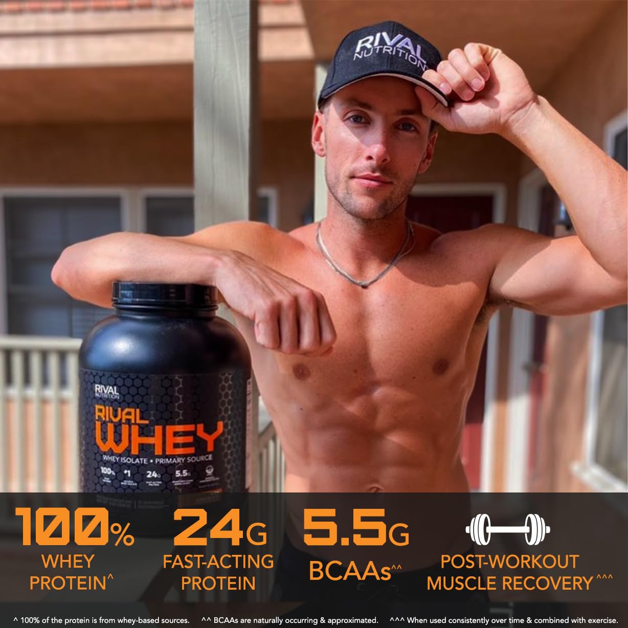 RIVAL NUTRITION Rival Whey Protein Powder - Cookies & Cream Flavor, 5lbs (2.27kg) for Muscle Recovery & Post-Workout Shakes | Gym, Fitness & Bodybuilding Supplement