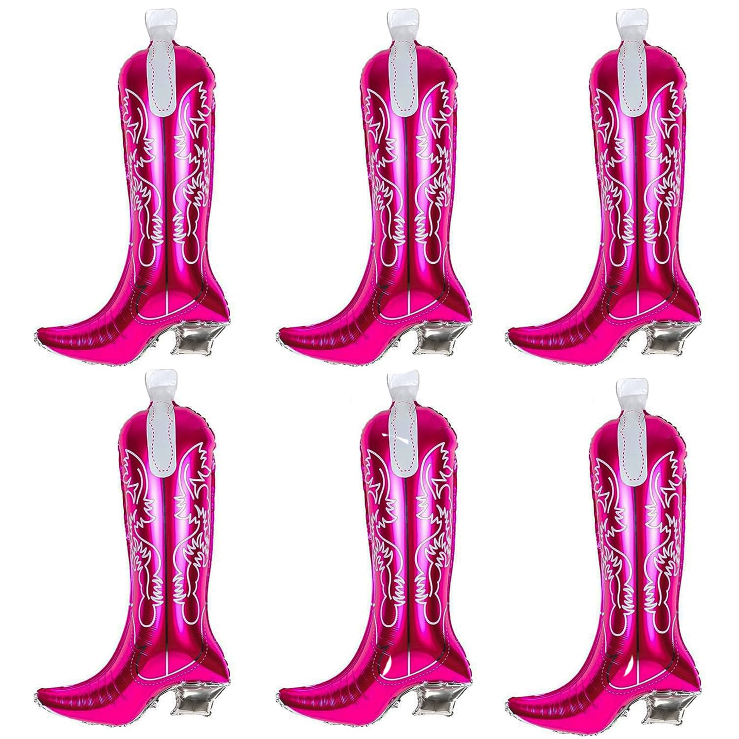**Cowgirl Boot Balloons - Pack of 6 Giant 32 Inch Pink Western Party Balloons for Cowgirl Theme, Bachelorette, Birthday & Rodeo Decorations - Perfect for Western Parties, Disco Nights & Last Rodeo Celebrations**