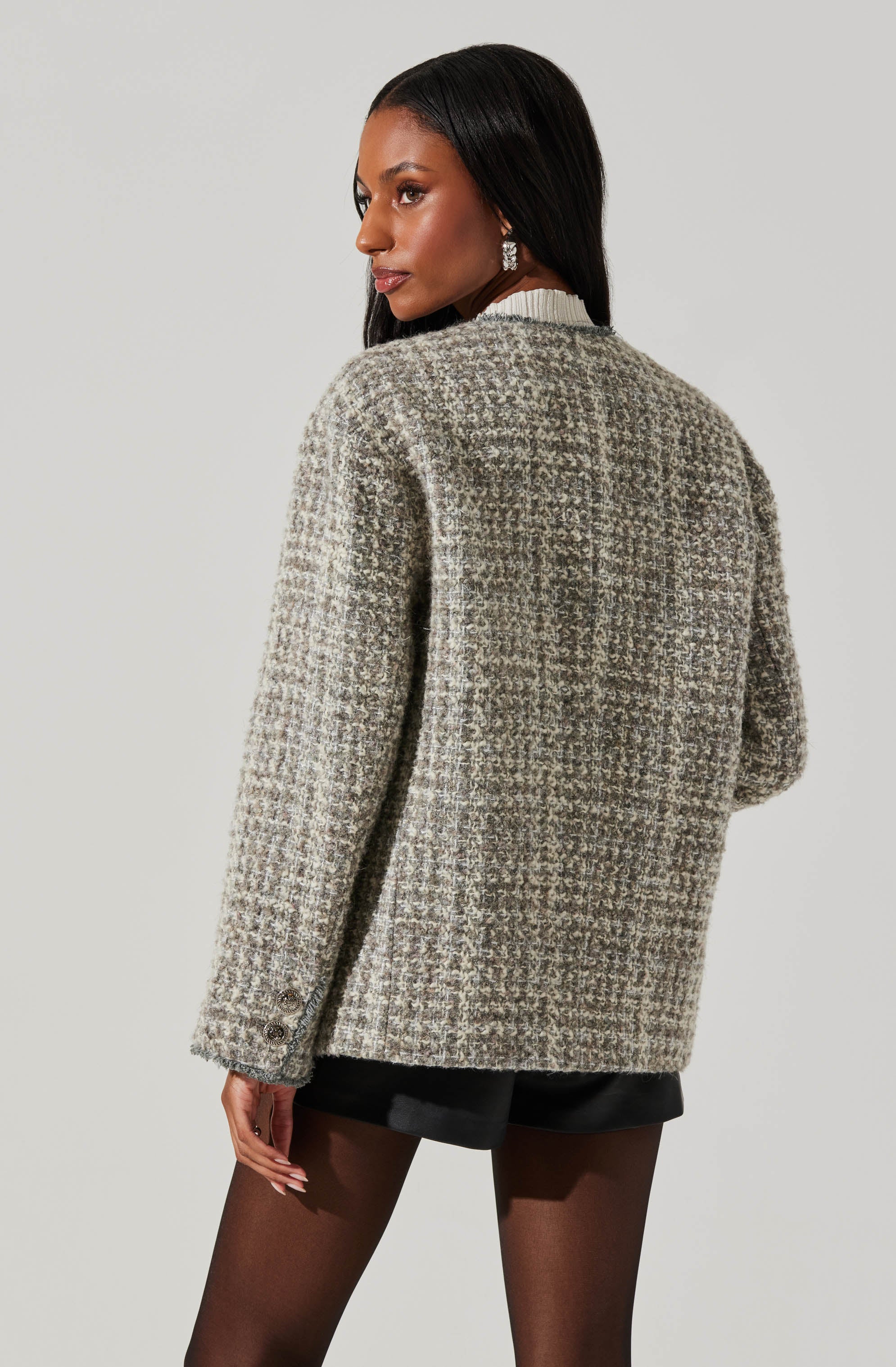Perona Tweed Oversized Coat for Women - Classic Elegant Long Jacket with Pockets - Perfect for Fall, Winter, Office & Casual Outfits