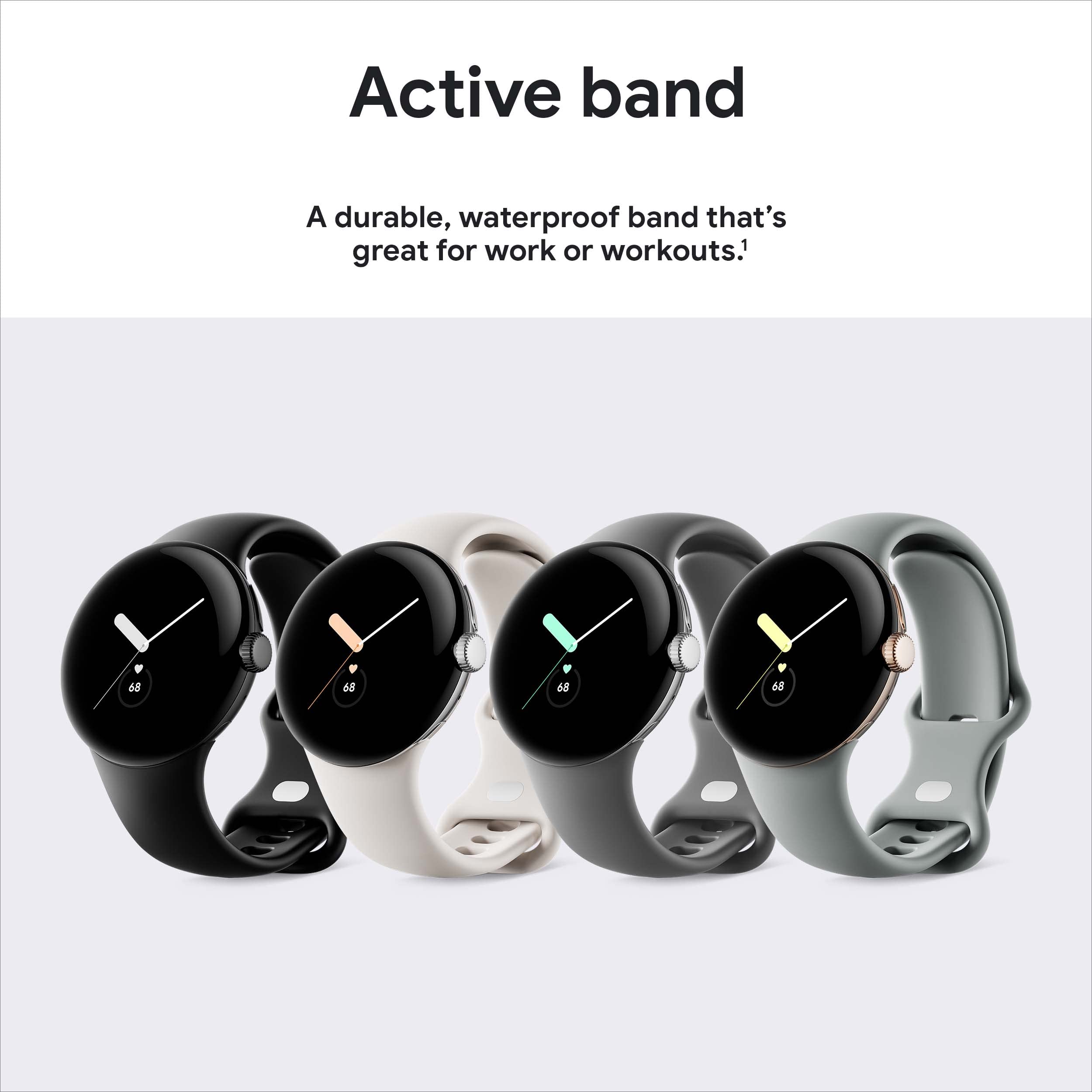 Google Pixel Watch Active Band - Soft Silicone Strap for Fitness & Daily Wear, Chalk (GA03264-WW) | Perfect for Running, Gym Workouts & Smartwatch Accessories