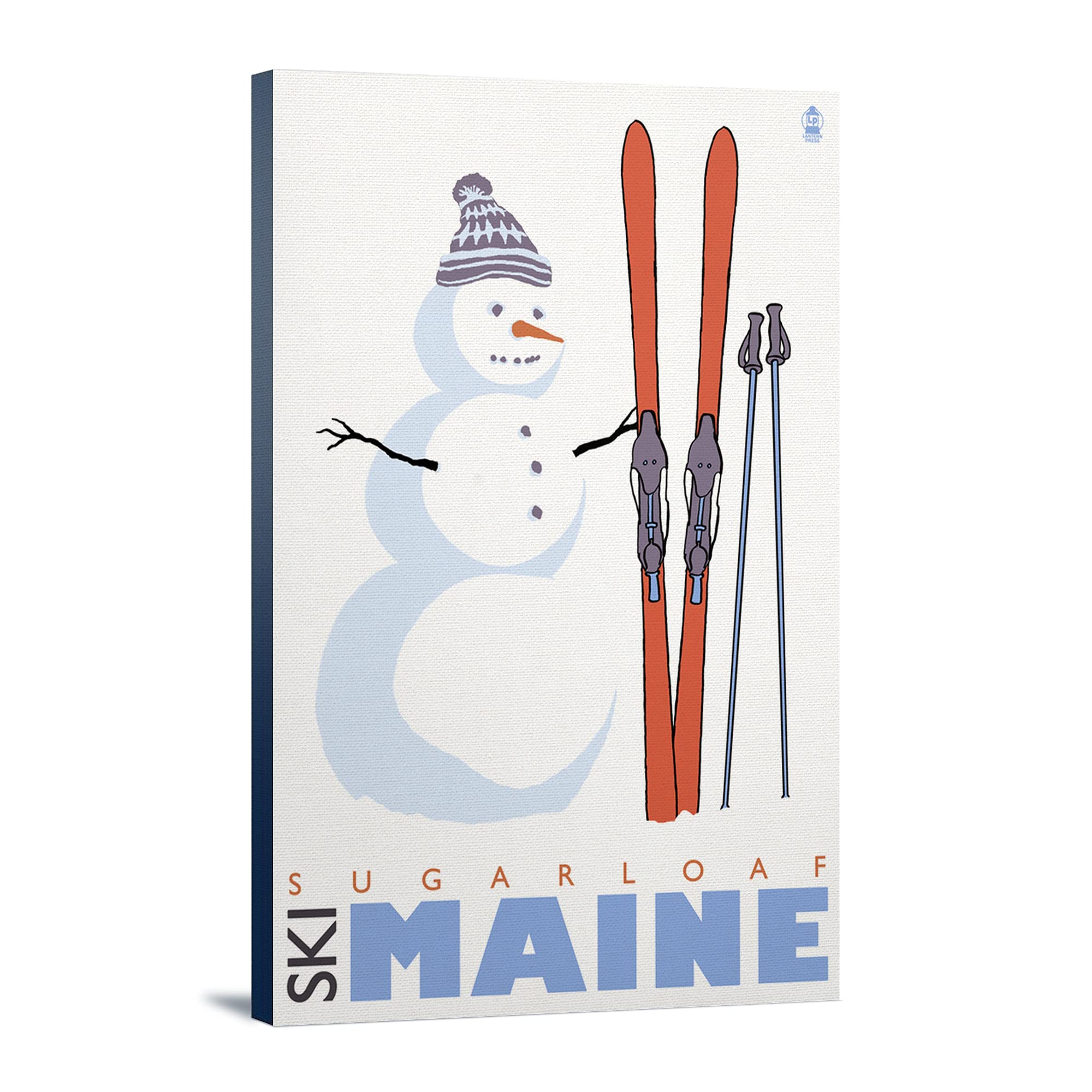 Lantern Press Sugarloaf Maine Snowman with Skis Art Print - 16x24 Wrapped Canvas Wall Decor for Living Room, Bedroom & Office - Winter Themed Home Decoration & Gift Idea