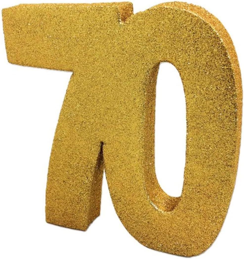 Gold Glitter Number 70 Table Decoration - 20cm Centerpiece for 70th Birthday Parties, Anniversaries & Special Events | Elegant Table Decor | Pack of 1 | H108