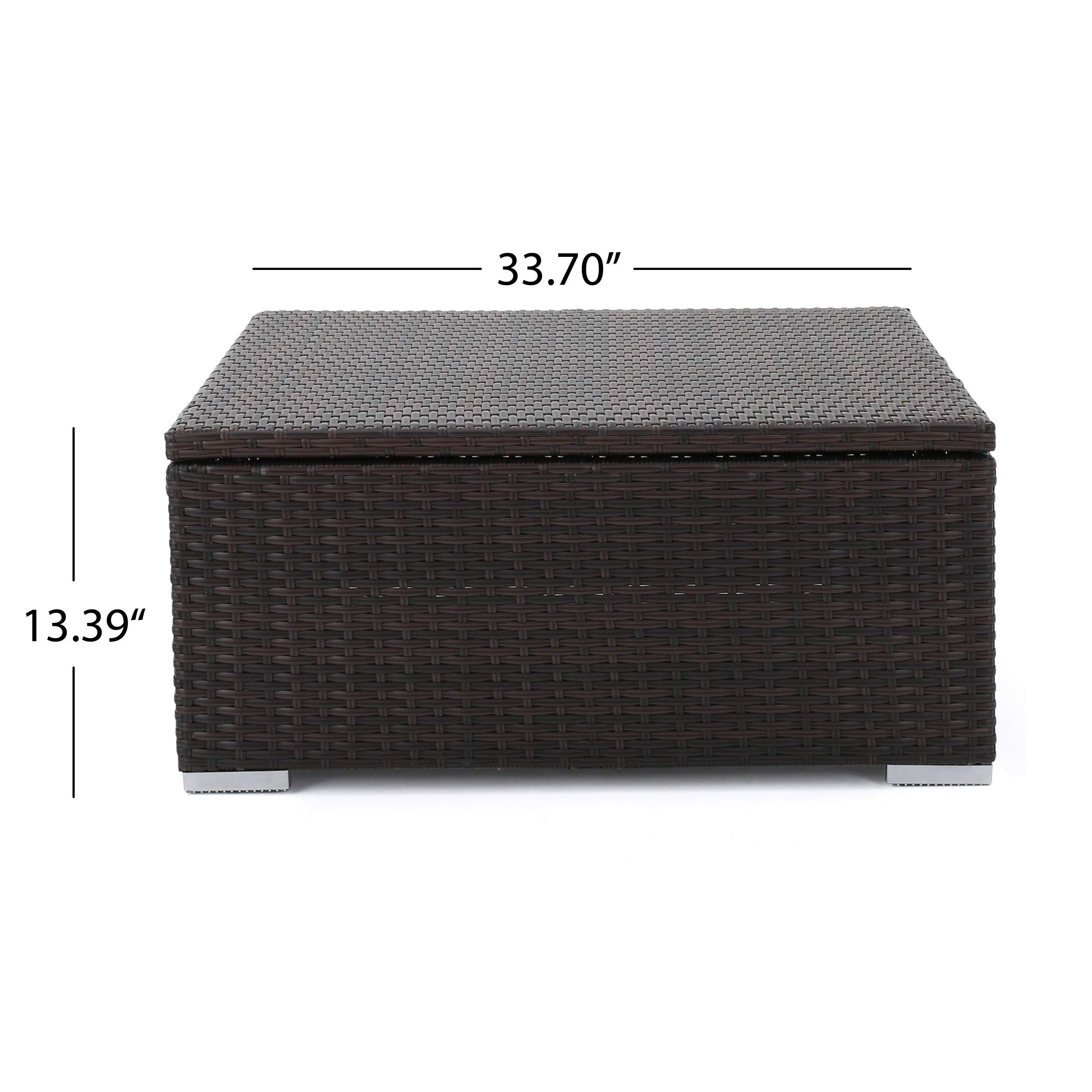 Christopher Knight Home Santa Rosa Outdoor Wicker Coffee Table with Storage - Weather-Resistant Multibrown Rattan Side Table for Patio, Garden, Poolside & Backyard Decor