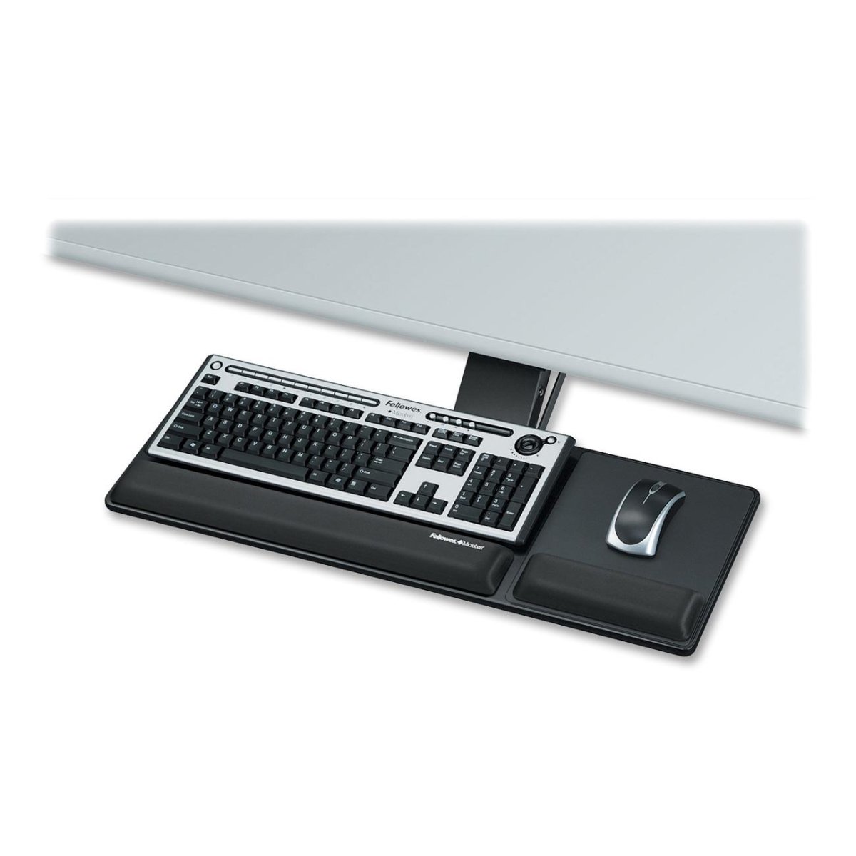 Fellowes Designer Suites Compact Keyboard Tray - Black (8017801) | Ergonomic Under Desk Keyboard Tray for Home & Office Workspace