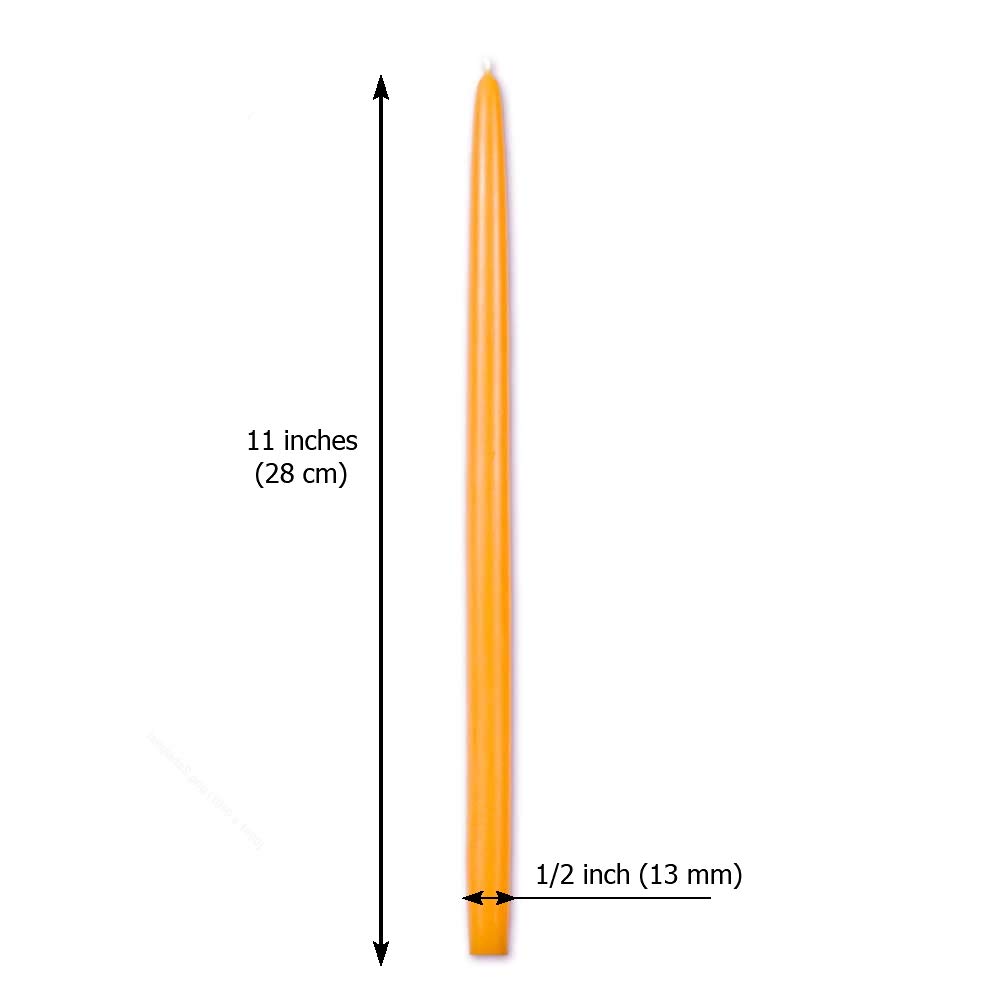 100% Pure Beeswax Taper Candles - Set of 24 Organic Handmade 11-Inch Candles (6-Hour Burn Time, 1/2-Inch Thick) for Romantic Dinners, Wedding Decor & Relaxing Aromatherapy