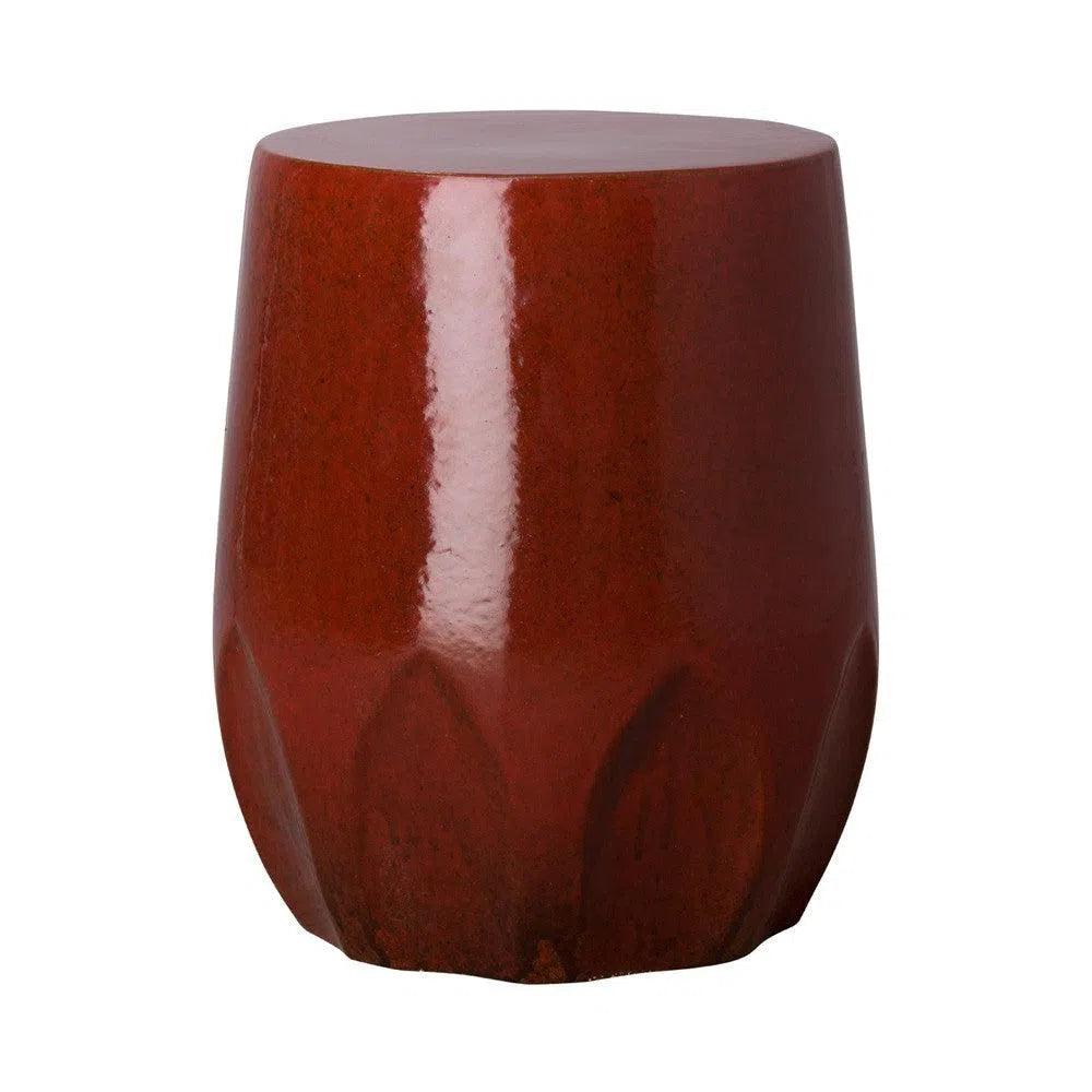 18 Inch Calyx Ceramic Outdoor Garden Stool - Weather-Resistant Decorative Seat for Patio, Lawn, and Poolside Decor