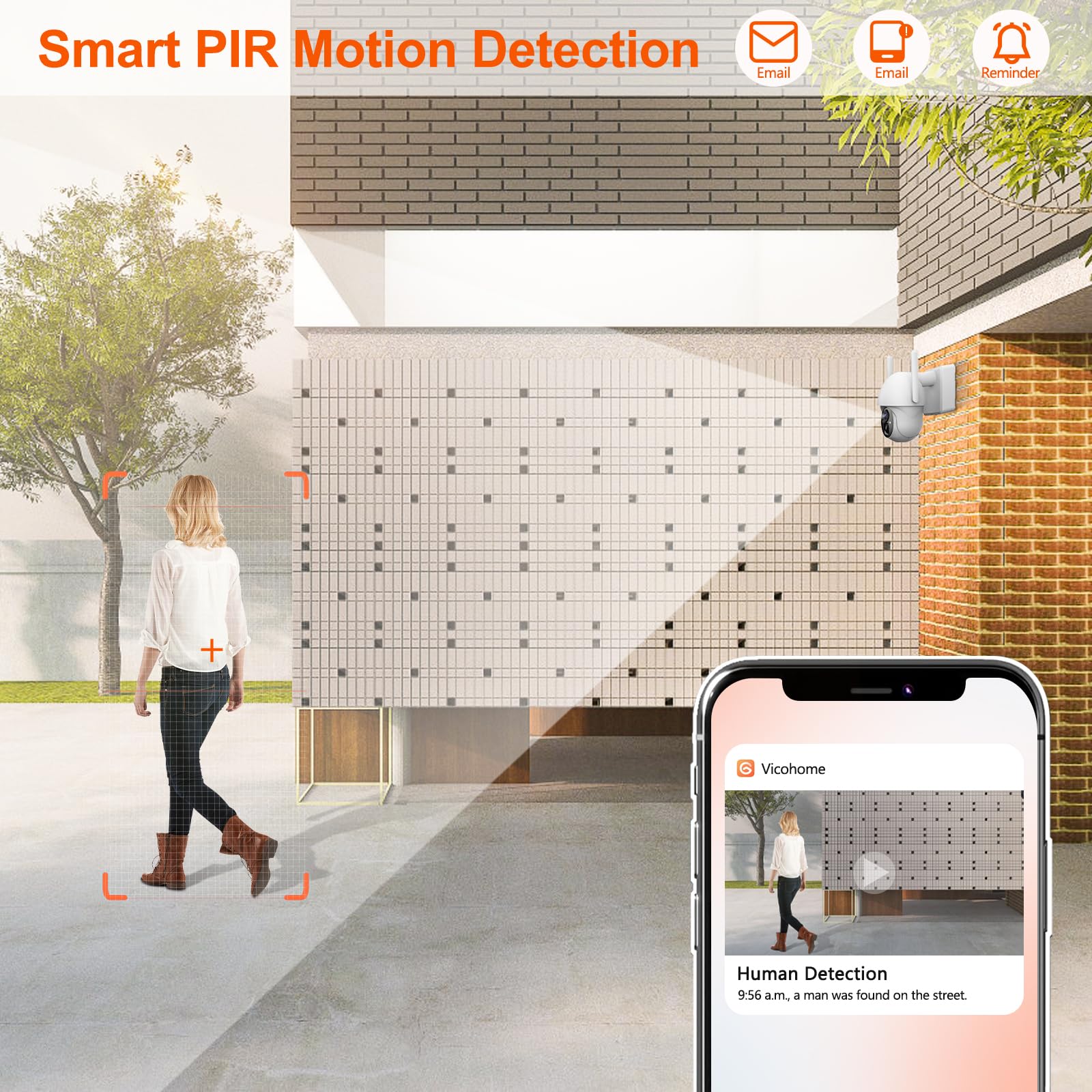 Wireless Solar Security Camera Outdoor - 360° PTZ Pan Tilt Solar Powered Battery Camera, Total Wire-Free Home Surveillance System for Yard, Garage & Property Protection | Weatherproof Night Vision Motion Detection