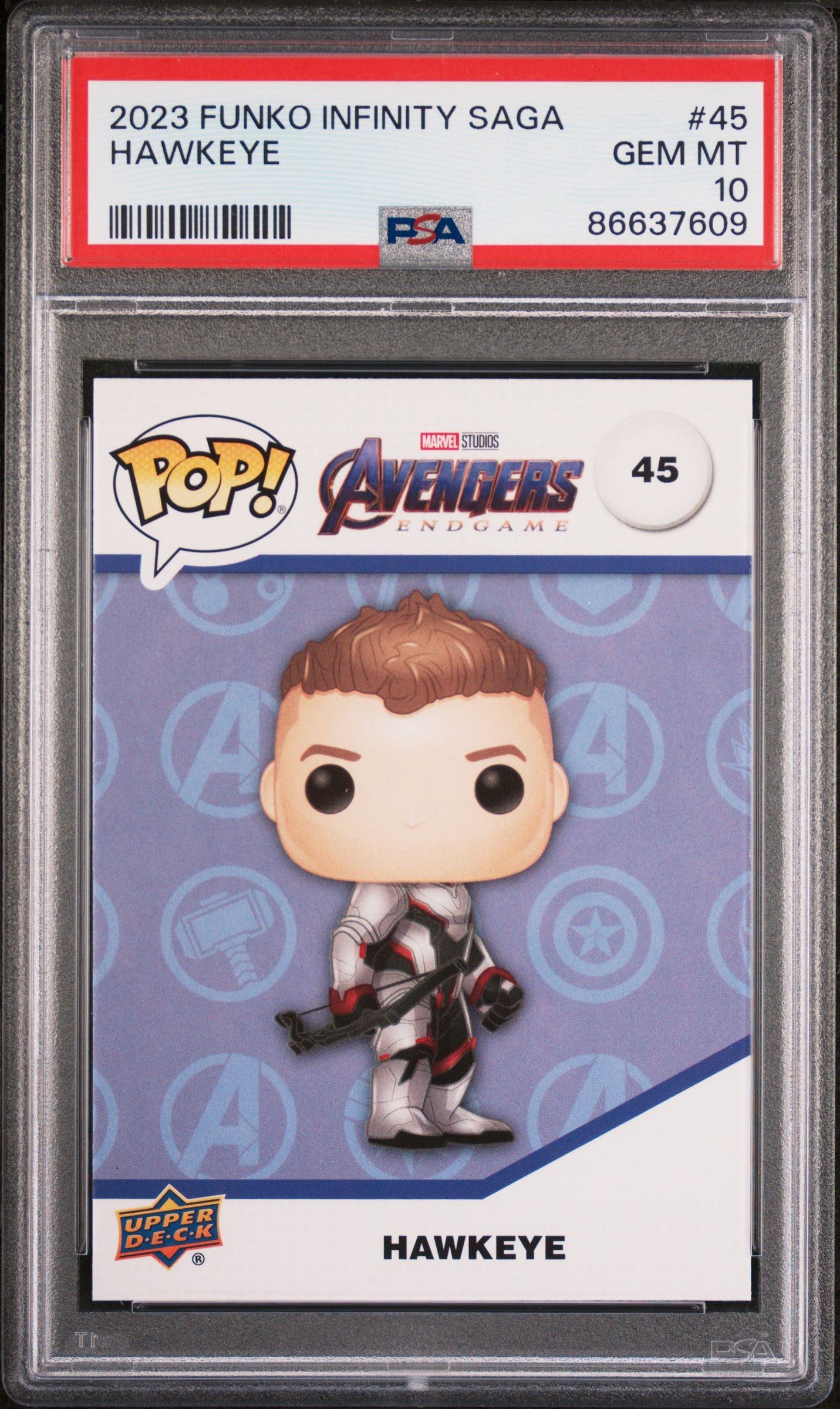 2023 Upper Deck Funko Pop Marvel Hawkeye #45 PSA 10 Graded Collectible - Perfect for Marvel Fans, Display & Investment