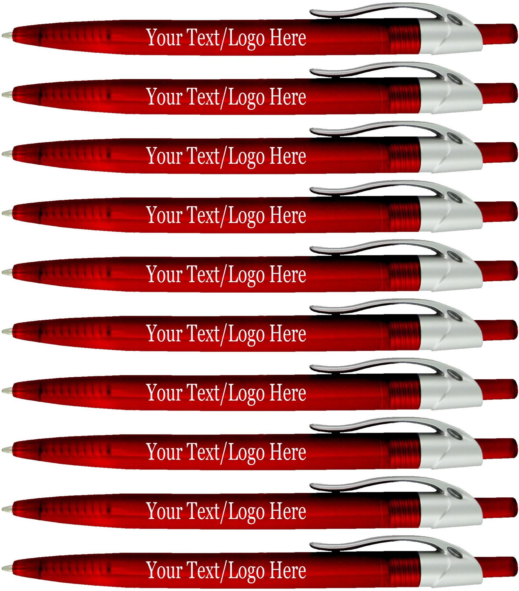 Custom Printed Ballpoint Click Pens with Logo - 500 Pack Bulk for Business Promotions, Corporate Events & Party Favors - Translucent Barrel Red Pens with Black Ink - Perfect for Branding, Giveaways & Office Supplies