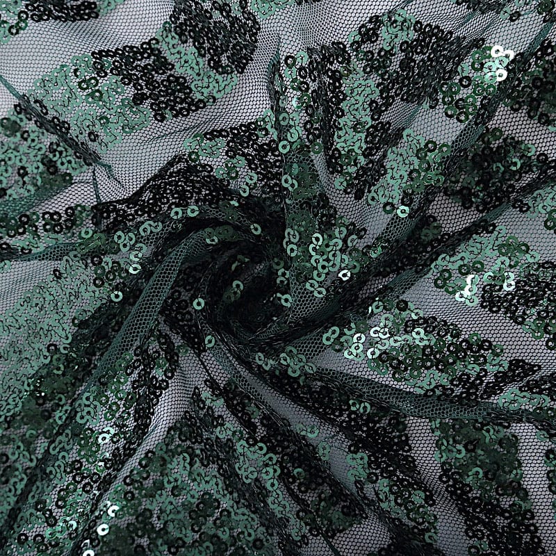 90x132 Inch Sparkling Sequin Geometric Tulle Tablecloth - Elegant Rectangular Wedding, Party, and Banquet Decor