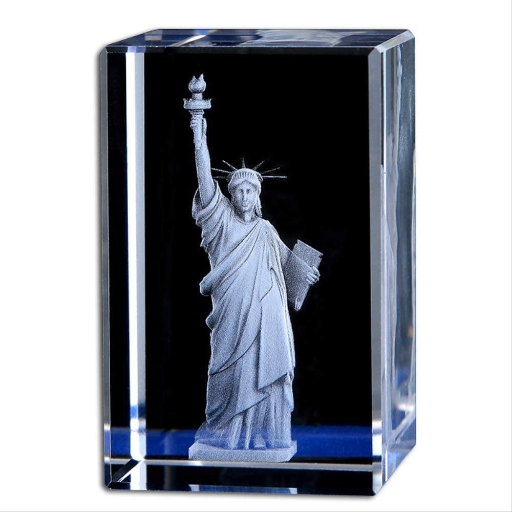 RFGTH Crystal Glass Cube Statue of Liberty Engraved Figurine - New York Skyline Inner Carving Home Decor Sculpture for Office Desk, Living Room & Gift Giving