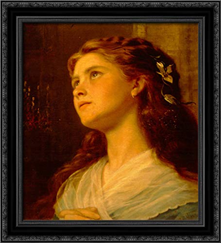 Sophie Gengembre Anderson Framed Canvas Art - 20x22 Inch Black Ornate Wood Frame Portrait of Young Girl - Perfect for Living Room, Bedroom & Office Wall Decor