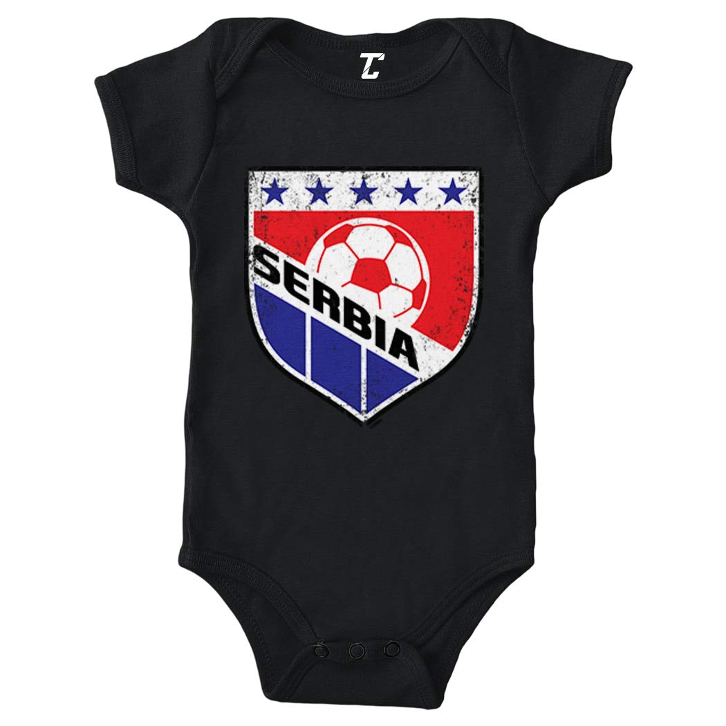 Tcombo Serbia Soccer Distressed Badge Bodysuit - Vintage Football Fan Outfit for Men & Women - Perfect for Game Day, Parties & Sports Events